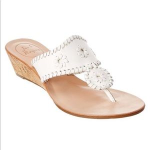 Jack Rogers White Leather Wedges Size 10